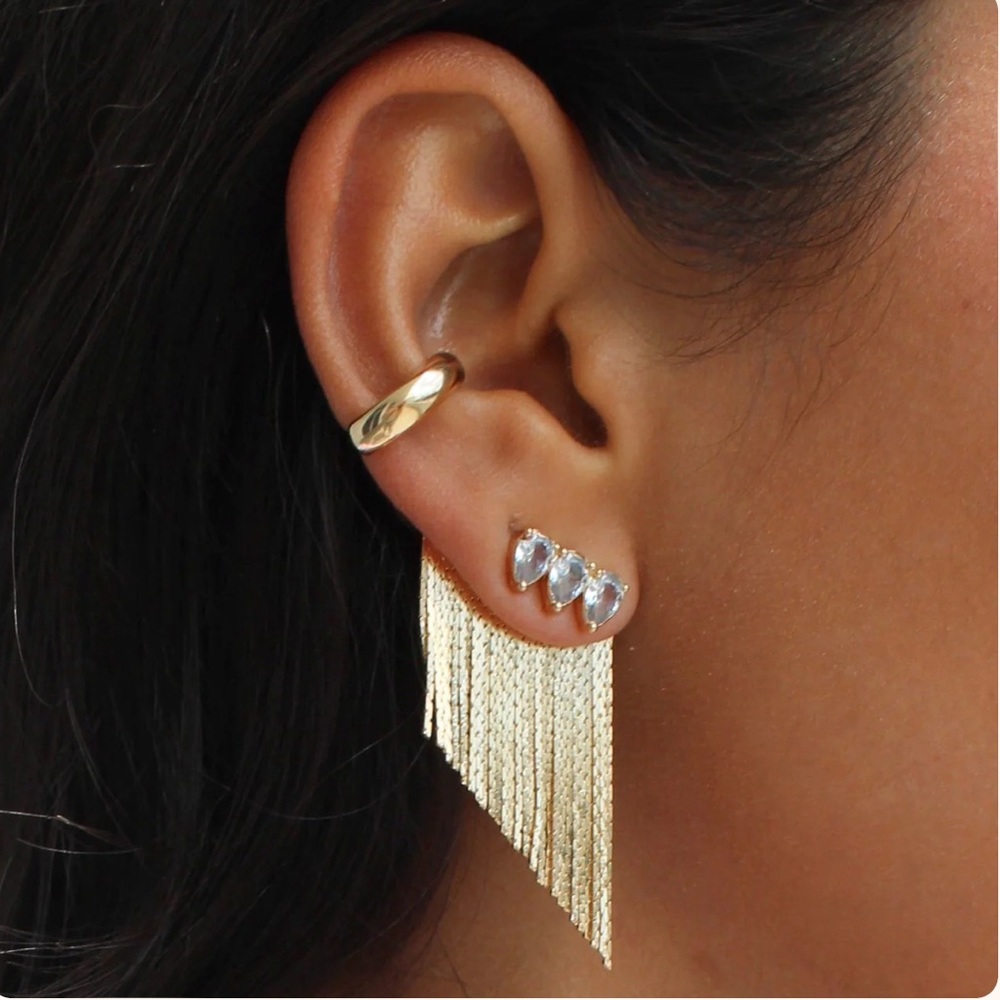 KASA KARLY KRYSTAL SAMARA EARRINGS GOLD NEVER WORN